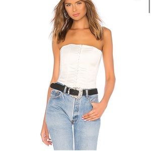 Satin Corset in Grey Danielle Guizio Small